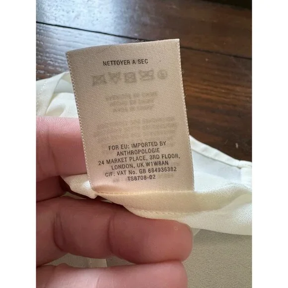 Anthropologie Vanessa Virginia Sheer Ivory Daisy Appliqué Blouse Shirt S - Picture 6 of 9